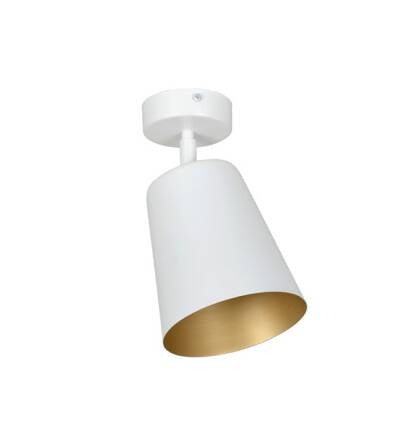 Emibig PRISM 1 WHITE / GOLD 407/1 plafon lampa sufitowa regulowany klosz metal biały złoty 1x60W E27 30cm