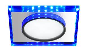 Candellux SSP-22 CH/TR+BL 2263892 oprawa do wbudowania stropowa 8W LED 230V ring LED niebieski oczko sufitowe kwadratowa szkło