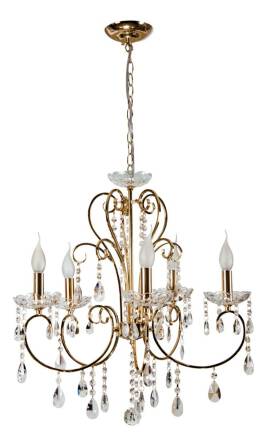 Candellux AURORA 35-08575 żyrandol złoty kryształy 5x40W E14 57cm