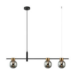 Italux Bletter PND-5225-3-BK-SG lampa wisząca nowoczesna stalowa czarna klosz dymiony szklany G9 3x25W 91,5 cm