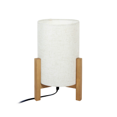Italux Ones  TB-85930-M-WH-WO lampa stołowa klasyczna, biała lniana, drewniana, 1x25W E27 32 cm