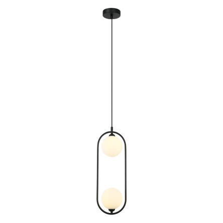 Italux Lupus PND-3965-2-BK lampa wisząca nowoczesna czarna klosz biały kula G9 2x25W