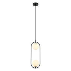 Italux Lupus PND-3965-2-BK lampa wisząca nowoczesna czarna klosz biały kula G9 2x25W