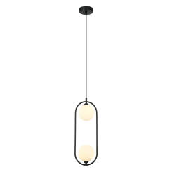 Italux Lupus PND-3965-2-BK lampa wisząca nowoczesna czarna klosz biały kula G9 2x25W