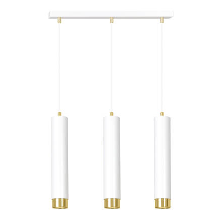 Emibig KIBO 3 WH/GOLD  642/3 lampa wisząca nowoczesna metalowa spot wiszący białe tuby złote dodatki 3x30W Gu-10 45cm