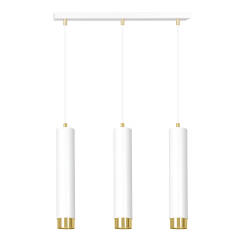 Emibig KIBO 3 WH/GOLD  642/3 lampa wisząca nowoczesna metalowa spot wiszący białe tuby złote dodatki 3x30W Gu-10 45cm