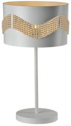 Candellux ANTONIO 41-23018 lampa stołowa abażur biały H-56 1X60W E27 koraliki 30cm