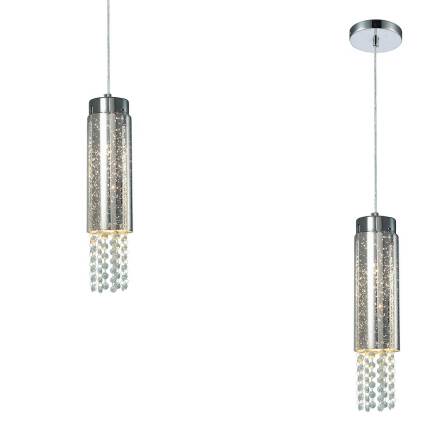 Milagro MOONLIGHT ML4363 lampa wisząca chrom klosz metalowy szklany kryształki 1xE14 10cm
