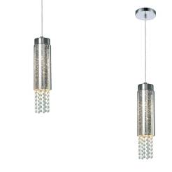 Milagro MOONLIGHT ML4363 lampa wisząca chrom klosz metalowy szklany kryształki 1xE14 10cm