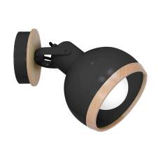 Milagro OVAL BLACK MLP8657 kinkiet lampa ścienna czarny nowoczesny kulisty kształt metal drewno 1xE27 22cm