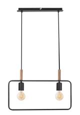 Candellux FRAME 32-73518 lampa wisząca metal czarny z drewnianym dodatkiem 2X60W E27 50 cm