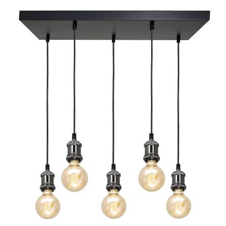 Milagro EDISON CZARNY/CHROM MLP6519 lampa wisząca czarny chrom industrialna 5xE27 60cm