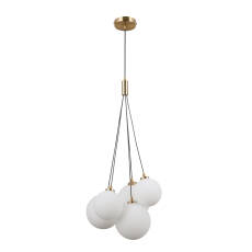 Italux Perlos PND-54456-5-HB lampa wisząca nowoczesna miodowy mosiężny klosz biały LED G9 5x5W 33cm