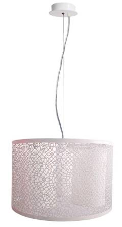 Candellux MADRAS 33-27290 lampa wisząca biała metalowy abażur+tkanina 3X40W E14 40cm