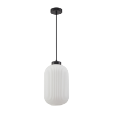 Italux Lindo  PND-52636-1-BK lampa wisząca nowoczesna stal czarna szklany klosz biały, 1x40W E27 37cm