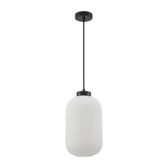 Italux Lindo  PND-52636-1-BK lampa wisząca nowoczesna stal czarna szklany klosz biały, 1x40W E27 37cm