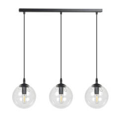 Emibig COSMO 3 BLACK TRANSPARENT 711/3 lampa wisząca nowoczesma klosze kule szkło transparentny regulowana wysokość 3x40W E14 70cm