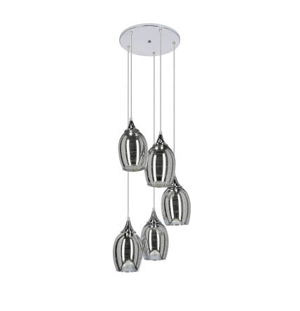 Candellux MARINA 35-60198 lampa wisząca szklany klosz chrom 5X60W E27 35cm