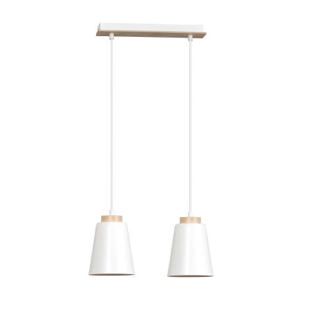 Emibig BOLERO 2 WHITE 443/2 lampa wisząca podwójna styl skandynawski drewno biała 2x60W E27 40cm