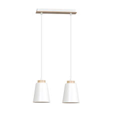 Emibig BOLERO 2 WHITE 443/2 lampa wisząca podwójna styl skandynawski drewno biała 2x60W E27 40cm