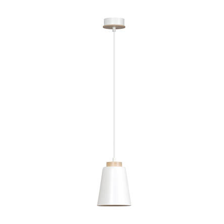 Emibig BOLERO 1 WHITE 443/1 lampa wisząca styl skandynawski drewno biała 1x60W E27 14cm