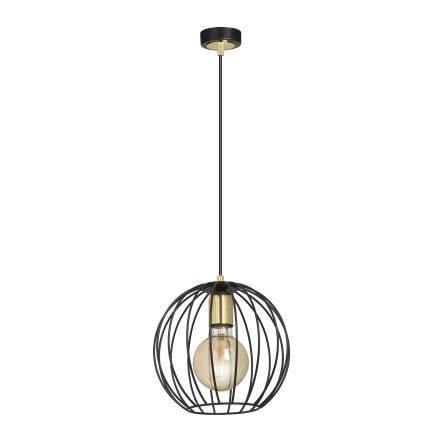 Emibig ALBIO 1 BLACK 144/1 lampa wisząca loftowa regulowana metalowa złoto czarna klosz druciak E27 60W 23cm
