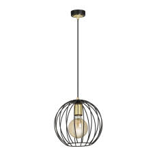 Emibig ALBIO 1 BLACK 144/1 lampa wisząca loftowa regulowana metalowa złoto czarna klosz druciak E27 60W 23cm