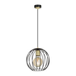 Emibig ALBIO 1 BLACK 144/1 lampa wisząca loftowa regulowana metalowa złoto czarna klosz druciak E27 60W 23cm
