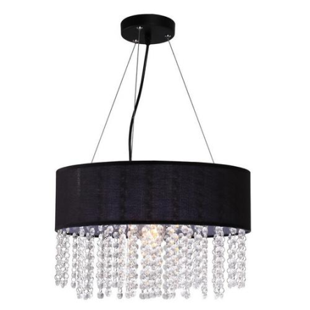 Light Prestige Madryt LP-81458/1P BK lampa wisząca czarna kryształki abażur tkanina 1x60W E27 40cm