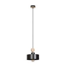 Emibig TUNISO 1 BLACK 582/1 lampa wisząca styl skandynawski drewno czarna 1x60W E27 20cm