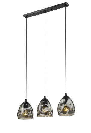 Light Prestige Melt 3 LP-126/3L lampa wisząca czarna metalowa klosz szklany 3x40W E27 61cm