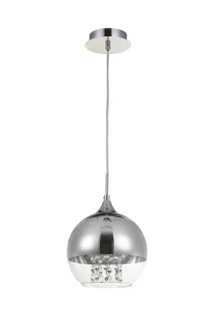 Maytoni Fermi P140-PL-110-1-N lampa wisząca metalowa rama nikiel klosz chrom szkło kryształki 1xE27 60W 20 cm