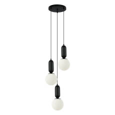 Italux Aldeva PND-02340-3S-BK lampa wisząca nowoczesna potrójna stal czarna  klosz szklany kula 40cm E27 3x40W