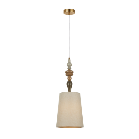 Italux Moren  PND-84678C-AB lampa wisząca , styl klasyczny, stop metali brąz antyczny , abażur morelowy, 1xE27 60W, 49,1 cm.