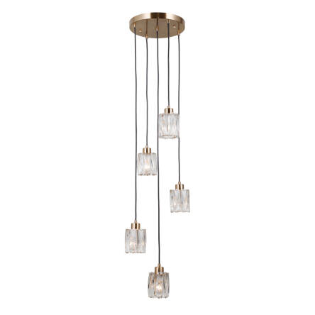 Italux Torno PND-40813-5R-HBR lampa wisząca E14 pięć kloszy z kryształkami 32 cm
