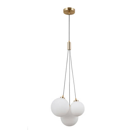 Italux Perlos PND-54456-3-HB lampa wisząca nowoczesna miodowy mosiądz klosze szkło białe LED G9 3x5W 28cm