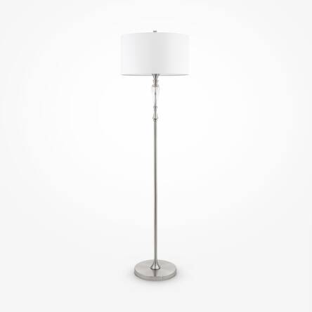 Maytoni Alicante MOD014FL-01N lampa podłogowa metalowa rama nikiel elementy szklane abażur tkanina 1xE27 40W 40 cm