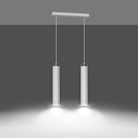 Emibig LUNA 2 WHITE 955/2 lampa wisząca designerski spot wiszący tuby białe chrom 2x30W Gu10 45cm