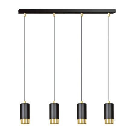 Emibig FUMIKO 4 BL/GOLD  817/4 lampa wisząca designerska tuby czarno złote 4x30W GU10 60cm