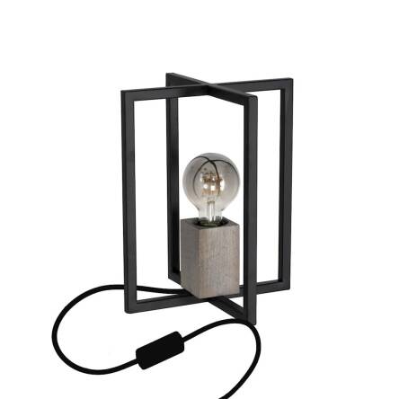 Milagro Ralph MLP3713 lampa stołowa nowoczesna metal drewno czarna 1xE27 30cm