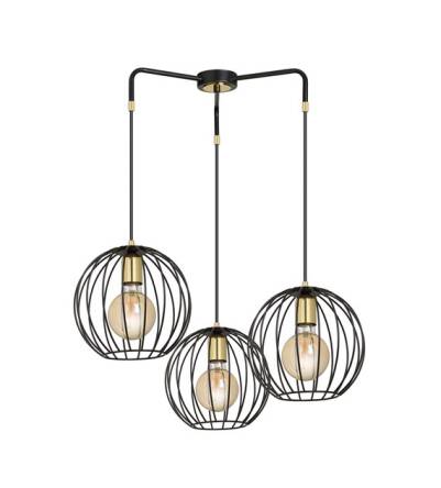 Emibig ALBIO 3 BLACK 144/3 lampa wisząca czarna regulowana metalowa złoto czarna klosze druciaki 3x60W E27 52cm