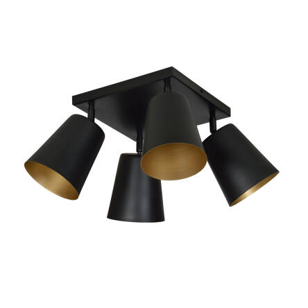 Emibig PRISM 4 BLACK / GOLD 406/4 plafon lampa sufitowa regulowane klosze czarne złoty środek 4x60W E27 60cm