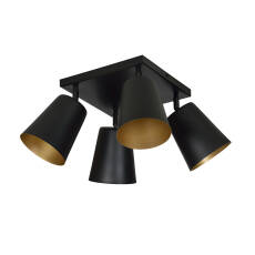 Emibig PRISM 4 BLACK / GOLD 406/4 plafon lampa sufitowa regulowane klosze czarne złoty środek 4x60W E27 60cm