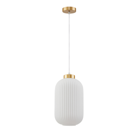 Italux Lindo  PND-52636-1-GD lampa wisząca nowoczesna stal , złota, szklany klosz biały, 1x40W E27 37cm