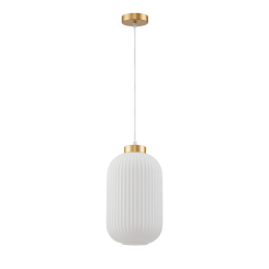 Italux Lindo  PND-52636-1-GD lampa wisząca nowoczesna stal , złota, szklany klosz biały, 1x40W E27 37cm