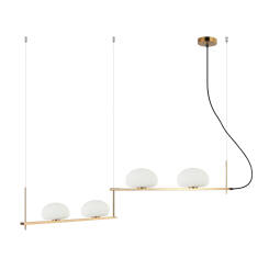 Italux Kernio PND-357784-BRO+W lampa wisząca nowoczesna stalowa mosiądz  klosz opalowy G9 4x25W