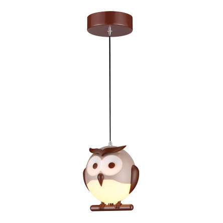 Milagro OWL ML243 lampa wisząca tworzywo sztuczne kulista oprawa w kształcie sowy brąz beż 1XE14 LED 15cm