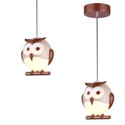 Milagro OWL ML243 lampa wisząca tworzywo sztuczne kulista oprawa w kształcie sowy brąz beż 1XE14 LED 15cm