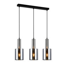 Italux Sardo PND-5581-3-SC+SG lampa wisząca nowoczesna stalowa nikiel satynowany klosze szkło dymiony IP20 E27 3x40W 61cm