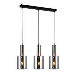 Italux Sardo PND-5581-3-SC+SG lampa wisząca nowoczesna stalowa nikiel satynowany klosze szkło dymiony IP20 E27 3x40W 61cm